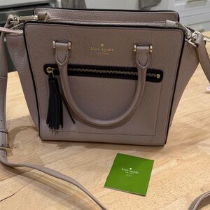 Kate Spade Allyn Chester Street Satchel Bag - Beige Taupe with Black Details